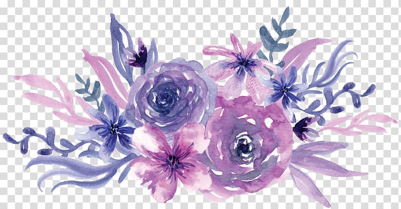 Watercolor painting Flower Purple, Watercolor purple flowers, purple and pink flowers illustration transparent background PNG clipart