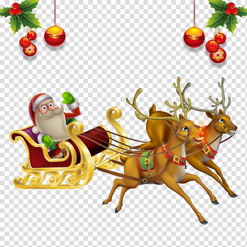 Rudolph Santa Clauss reindeer Santa Clauss reindeer Christmas, Santa elk Rama car Christmas elements transparent background PNG clipart