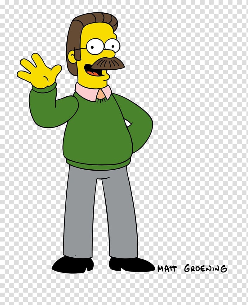 Ned Flanders Cartoon Character Moustache, Homero transparent background PNG clipart