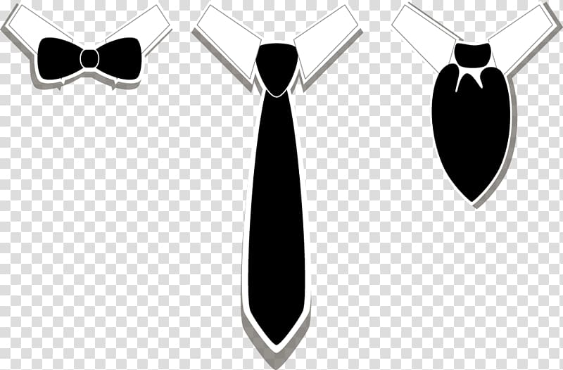 three white-and-black assorted-type neckties illustration, Necktie Bow tie Euclidean , tie transparent background PNG clipart