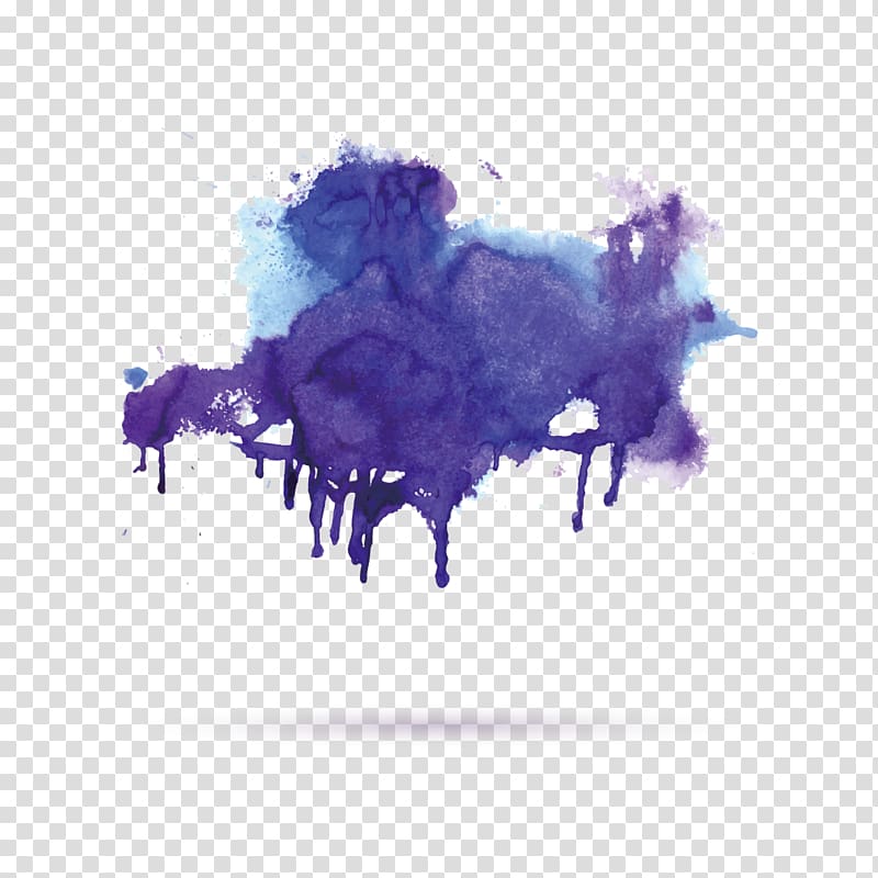 purple ink blot, Drawing Watercolor painting Art, Watercolor artwork transparent background PNG clipart