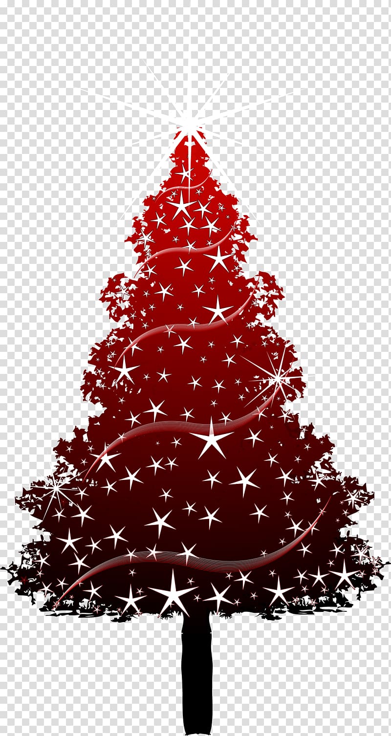 Christmas tree Red, Cartoon Red Christmas tree transparent background PNG clipart