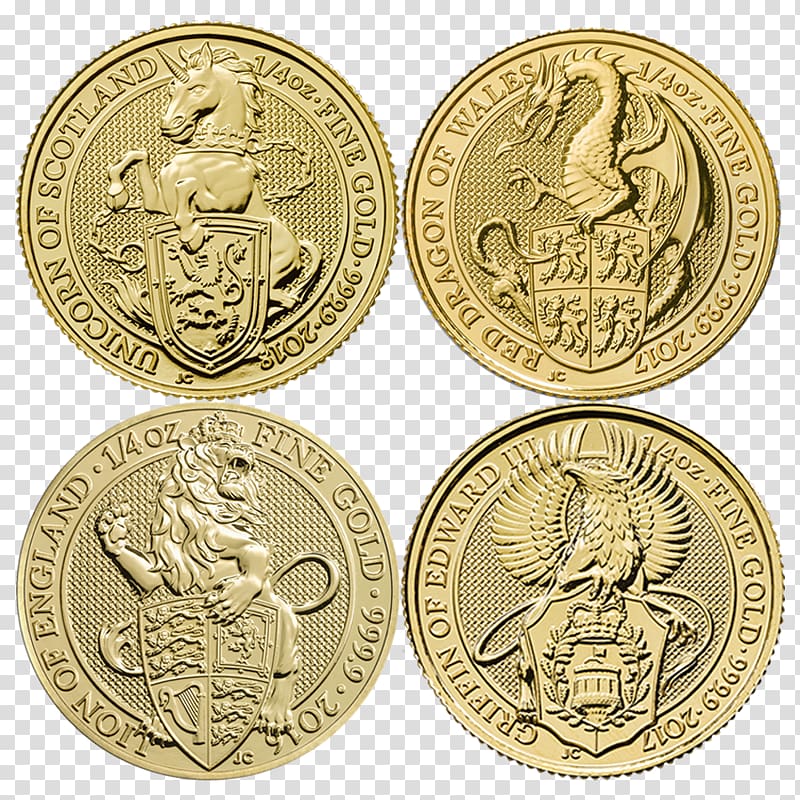 Gold coin The Queen's Beasts Gold coin Unicorn, Coin transparent background PNG clipart