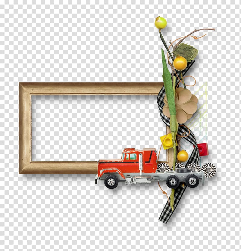 Paper frame , Small red truck frame transparent background PNG clipart