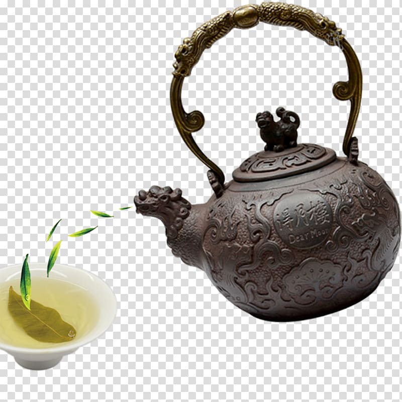 Teapot Green tea Yum cha Tea culture, Teapot with tea transparent background PNG clipart