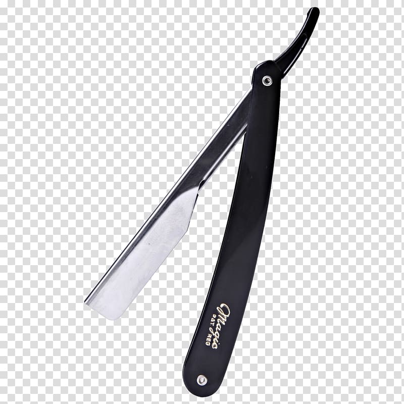 black straight razor, Hair clipper Straight razor Shaving Hairstyle, razor blade transparent background PNG clipart