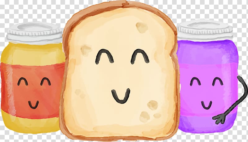 Toast Friendship Day Happiness Love, painted bread with jam 2 transparent background PNG clipart
