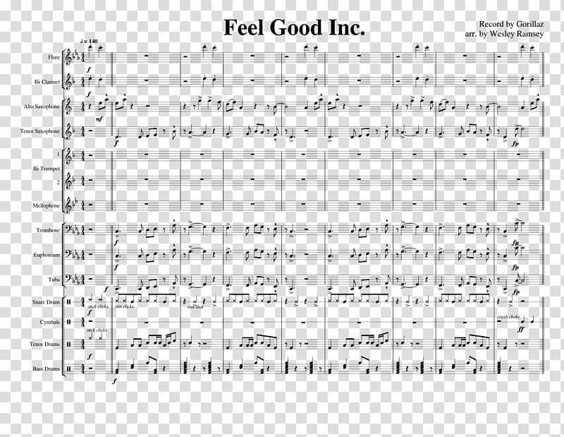 Sheet Music Feel Good Inc. Saxophone Gorillaz, sheet music transparent background PNG clipart