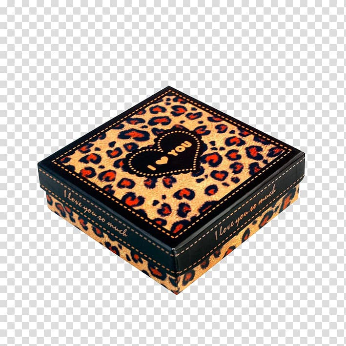 Leopard Box Gift Paper, Exquisite leopard child coffee gift box transparent background PNG clipart