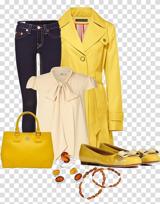 T-shirt Coat Dress, Yellow autumn and winter coat with fur transparent background PNG clipart
