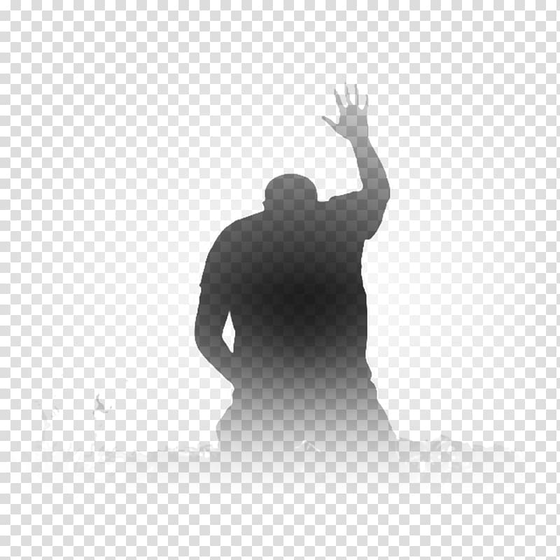silhouette of person raising right hand illustration, Prayer Contemporary worship music Praise, others transparent background PNG clipart