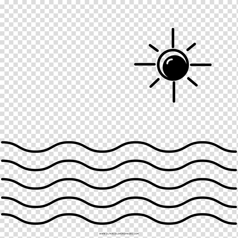 Coloring book Drawing Sea Line art Black and white, sea transparent background PNG clipart