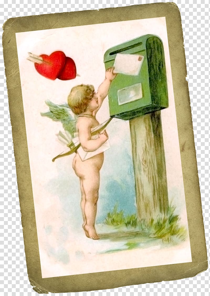 Valentines Day Vintage Valentines Greeting card Cupid , Cupid letters card transparent background PNG clipart