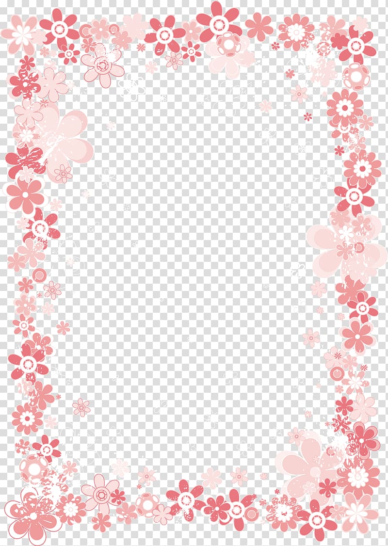 pink flower frame illustration, Flower Paper Pink , Pink Floral Border transparent background PNG clipart