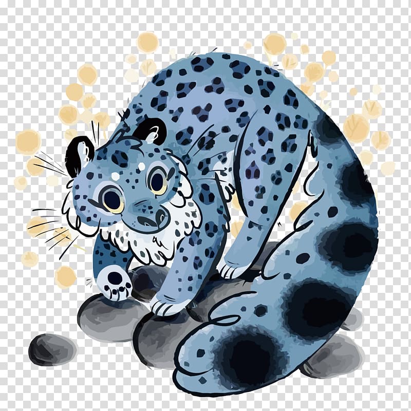 Clouded leopard Snow leopard Illustration, blue clouded leopard transparent background PNG clipart