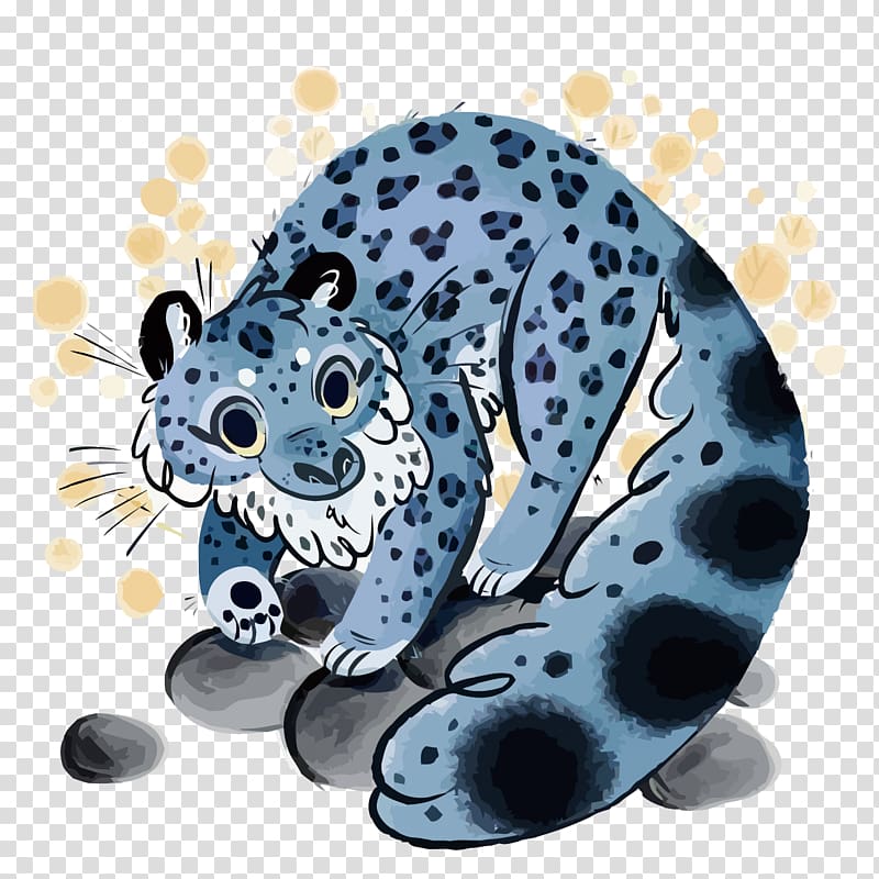 Clouded leopard Snow leopard Illustration, blue clouded leopard transparent  background PNG clipart