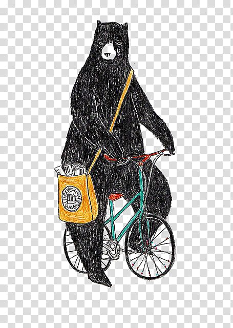 Drawing Art Bicycle Illustrator Illustration, Cycling Bear transparent background PNG clipart
