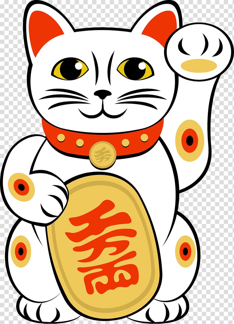 Cat Kitten Maneki-neko , Hand-painted Lucky Cat transparent background PNG clipart