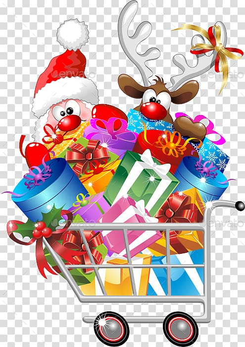 christmas shopping cart free transparent background PNG clipart