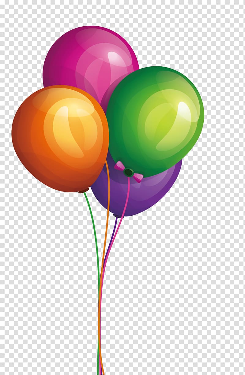 Balloon Gift Birthday Illustration, hand colored balloons transparent background PNG clipart