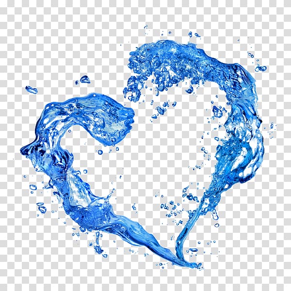 blue heart-shaped water splash , Water Heart , Water Hd transparent background PNG clipart