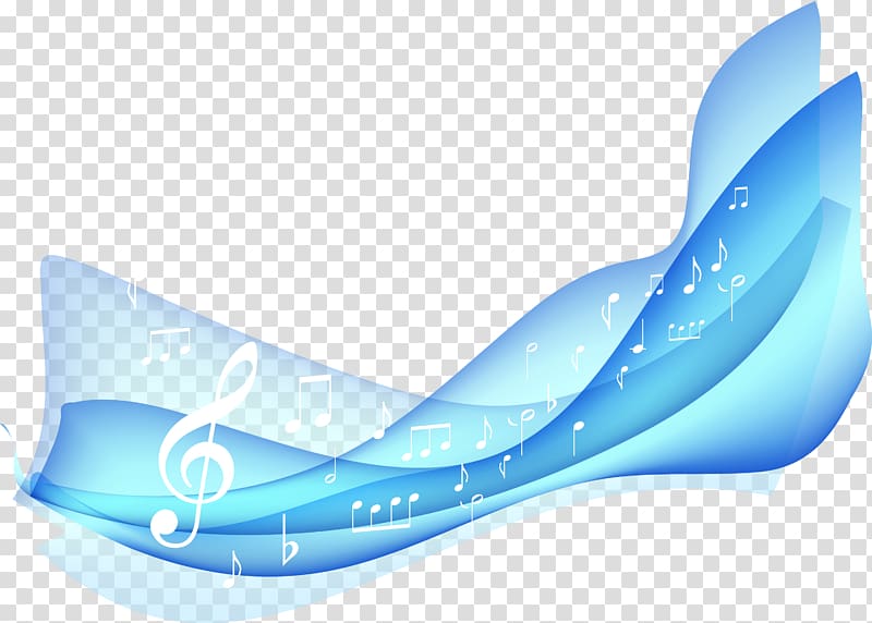 Musical note, Symphonic music notes blue wave line transparent background PNG clipart