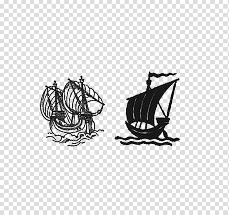 Watercraft Sailing ship Silhouette, Hand-painted sailing transparent background PNG clipart