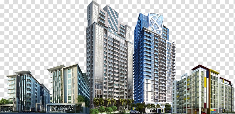 Building , white and blue tall buildings in city transparent background PNG clipart