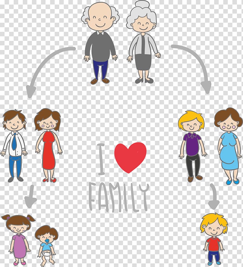 Family tree Cartoon, Warm family tree creative cartoon transparent background PNG clipart