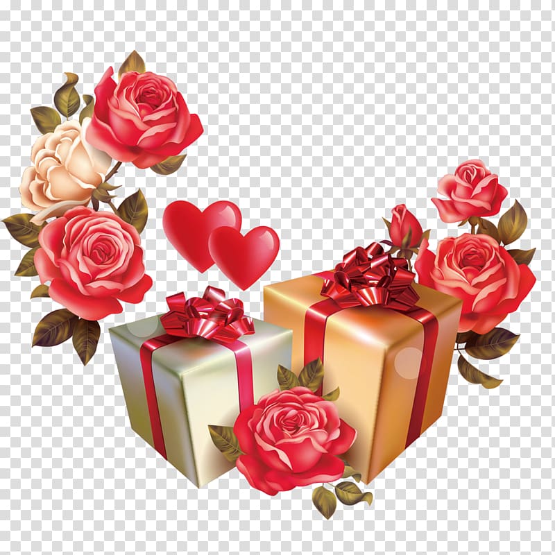 Valentines Day Gift Flower Box , gift transparent background PNG clipart