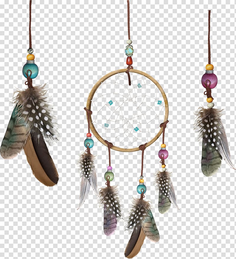 three brown dreamcatchers , Dreamcatcher Feather Icon, Feather Jewelry transparent background PNG clipart