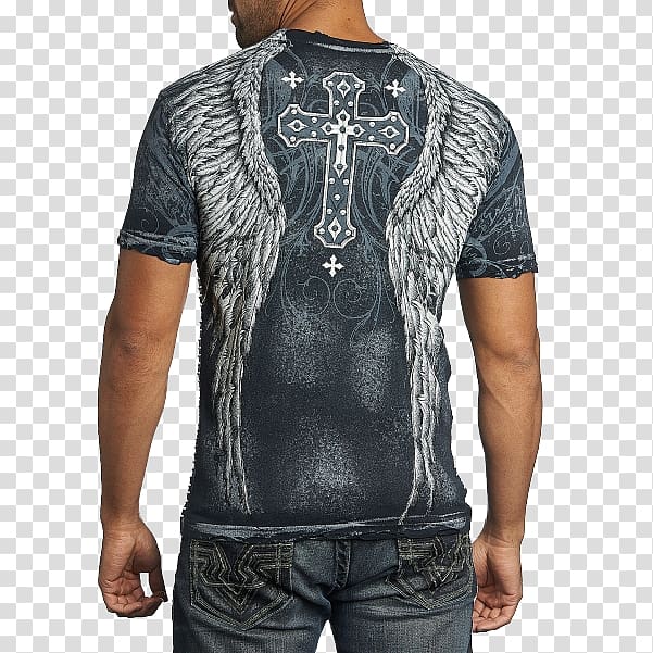 Long-sleeved T-shirt Long-sleeved T-shirt Affliction Clothing Neck, T-shirt transparent background PNG clipart