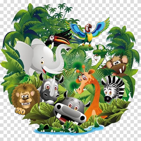 Cartoon Animal Jungle, jungle transparent background PNG clipart