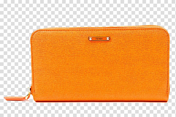 Wallet Coin purse Credit card u30abu30fcu30c9, Ms. Fendi orange leather long wallet transparent background PNG clipart