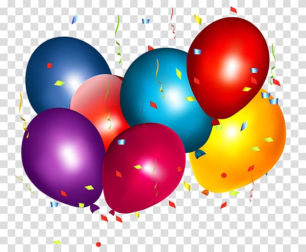 Balloon Confetti , Colorful balloons transparent background PNG clipart