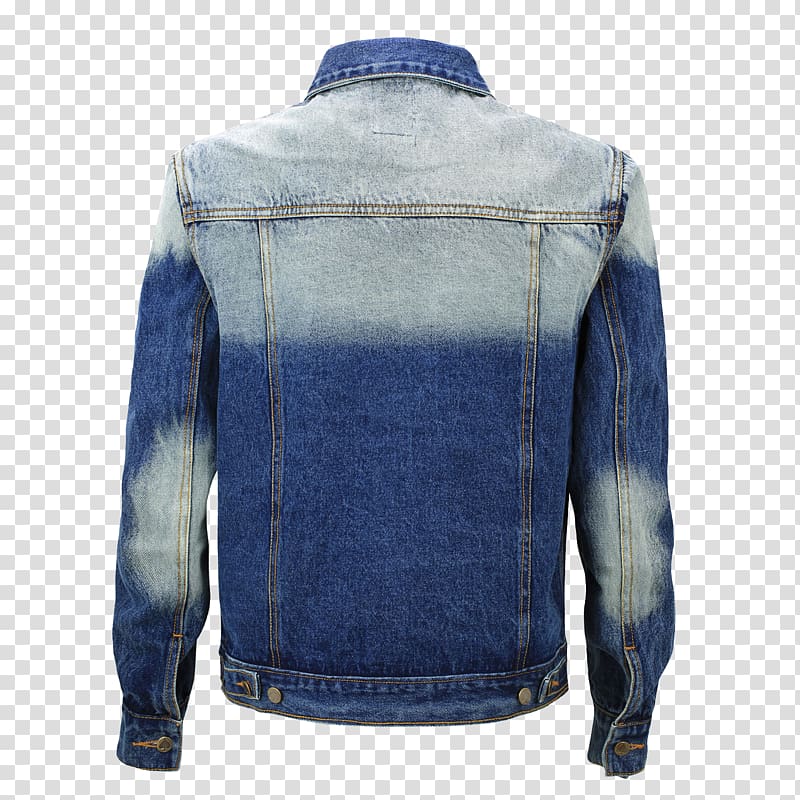 Leather jacket Cobalt blue Denim, Stone Washing transparent background PNG clipart