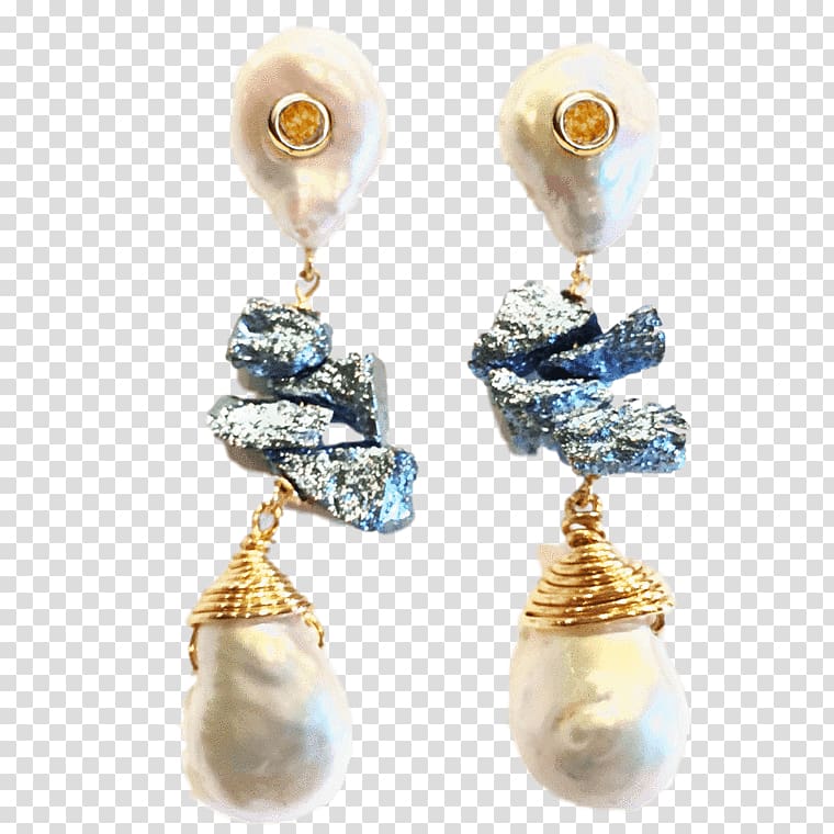 Pearl Earring Body Jewellery Cobalt blue, Handmade Jewelry transparent background PNG clipart