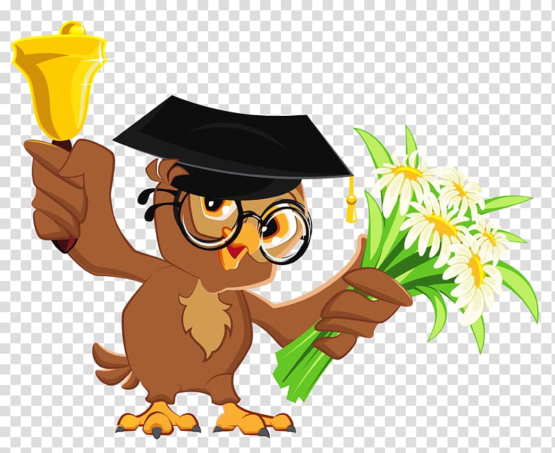 graduating owl , Student School bell National Secondary School, Owl with School Bell transparent background PNG clipart