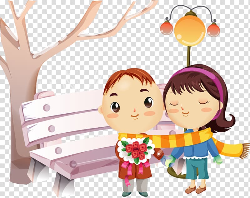 Love Romance Animation, Couple under the lights transparent background PNG clipart