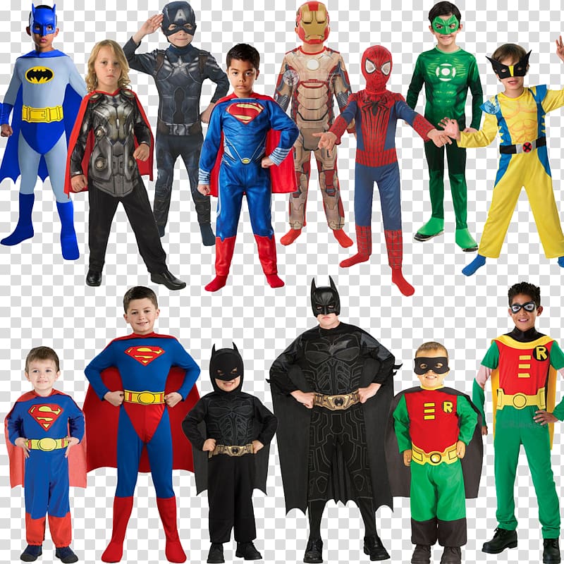 Batman Robin Superman Superhero Costume party, Halloween Costumes Kids Cartoon Characters transparent background PNG clipart