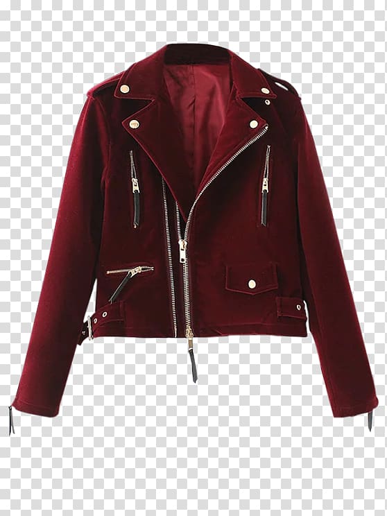Leather jacket Coat Velvet Flight jacket, jacket transparent background PNG clipart
