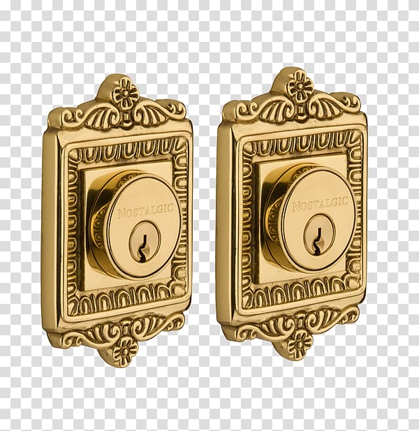 Dead bolt Brass Door handle Lock, Brass transparent background PNG clipart