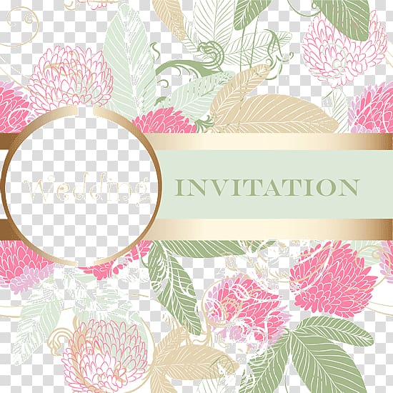 wedding invitation illustration, Romantic Floral Wedding Invitations transparent background PNG clipart