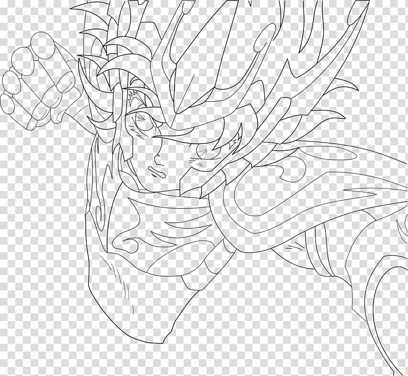 Mangaka White Line art Character Sketch, Pegasus seiya transparent background PNG clipart