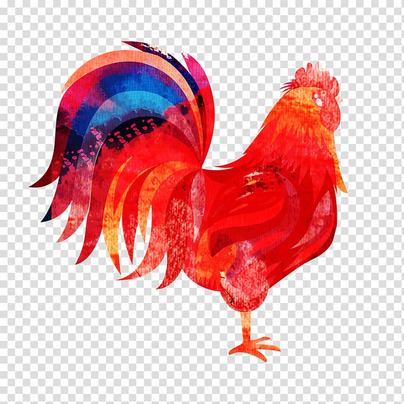 Chicken Chinese zodiac Chinese New Year Poster Rooster, Flower cock transparent background PNG clipart