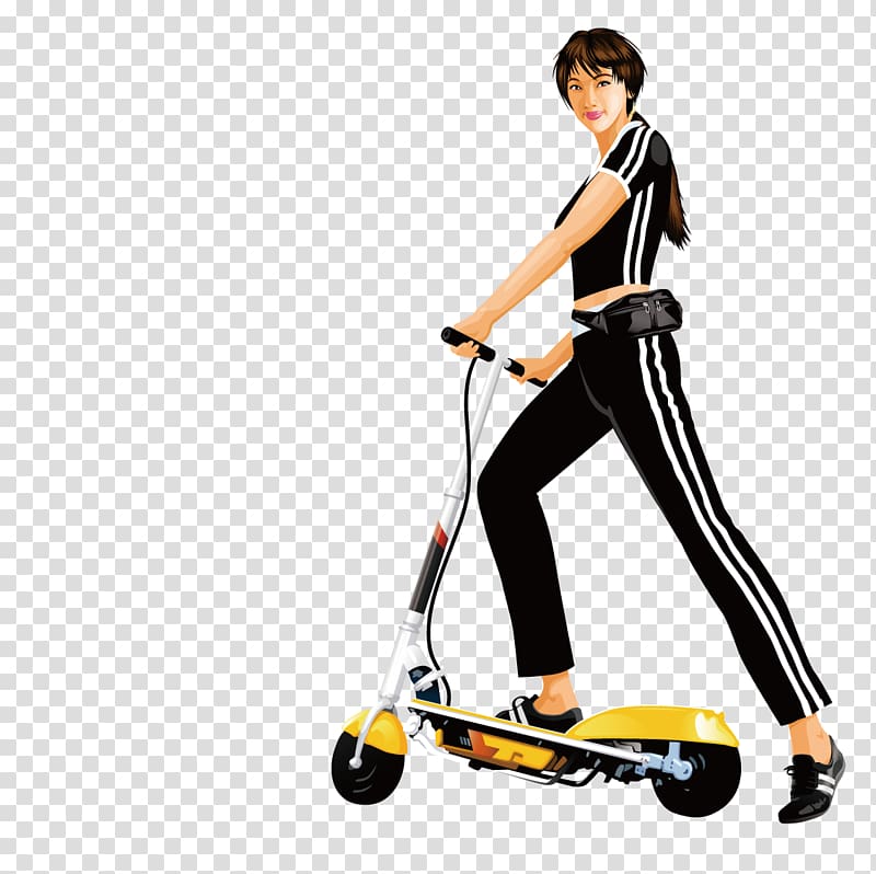 Kick scooter Recreation Sport, Riding a scooter beauty transparent background PNG clipart