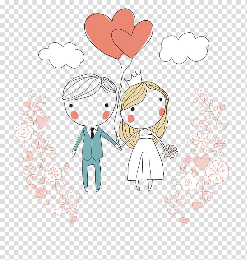 twp wedded couple illustration, Wedding invitation Bridegroom, Bride and groom transparent background PNG clipart