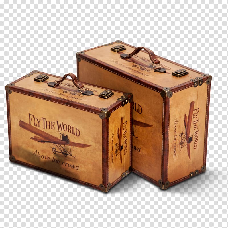 brown wooden suit cases, Travel Suitcase Baggage, Vintage wooden box transparent background PNG clipart