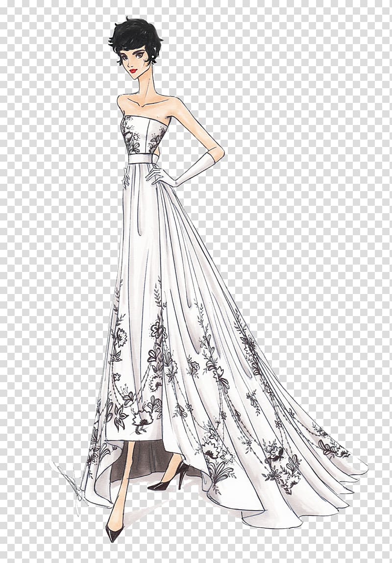 Young women wearing wedding dresses. bridal look fashion illustration. |  CanStock