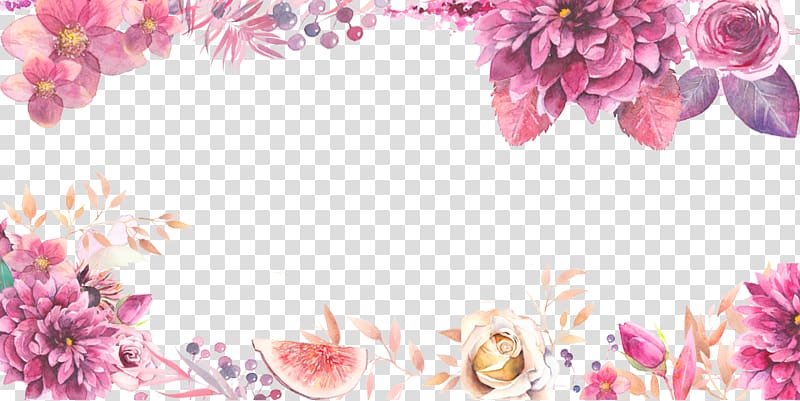 Flower , Border purple flowers layered material, pink and white flowers swags illustration transparent background PNG clipart